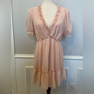 Allison & Kelly Dusty Pink Polka Dot Sheer Lined Dress Size Medium